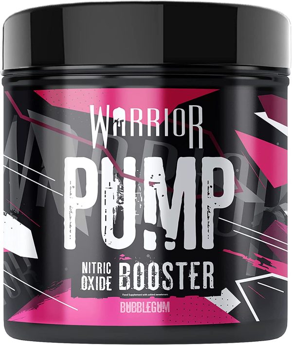 Warrior Supplements Pump Pre Workout Extreme Nitric Oxide Booster Powder (Flavour: Bubblegum, 225 gram) 30 Servings